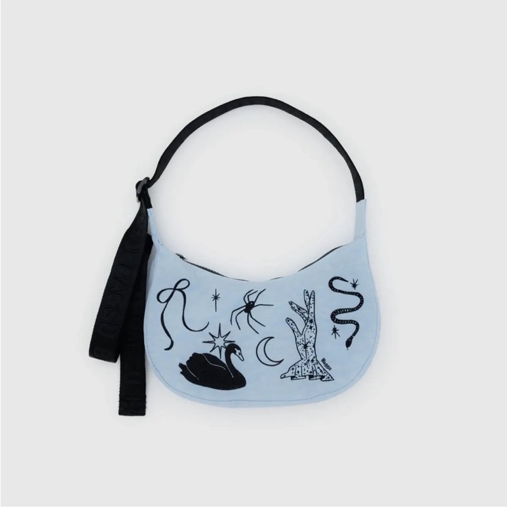 SMALL NYLON CRESCENT BAG - EMBROIDERED BALLET ICONS